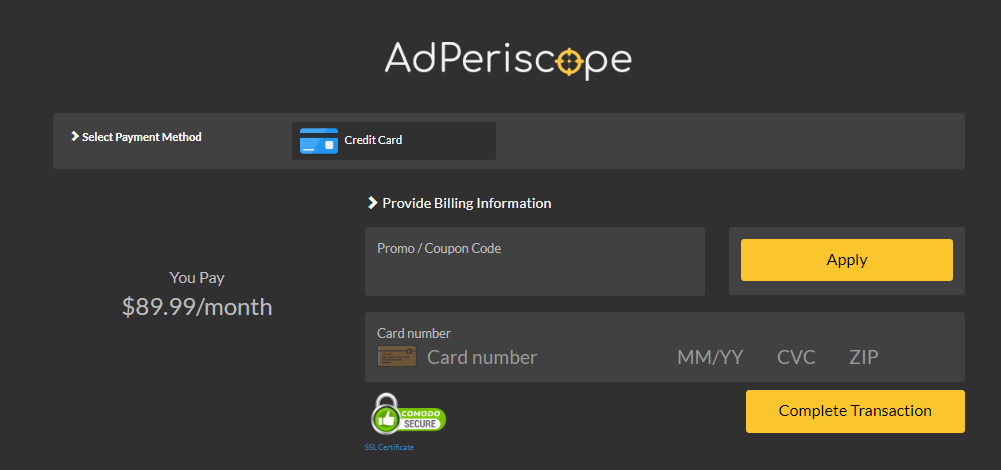 You have to pay money before using AdPeriscope