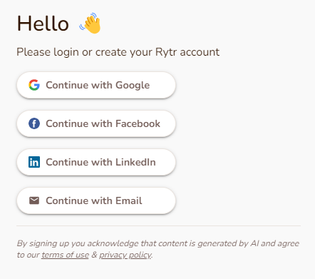 There are many ways in signing up Rytr Me account 