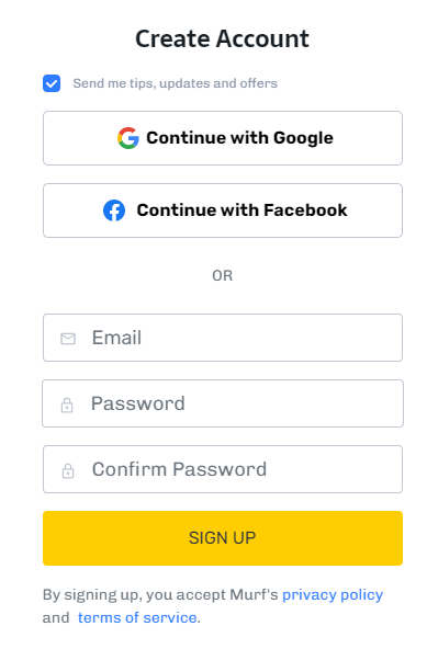 Murf AI sign up