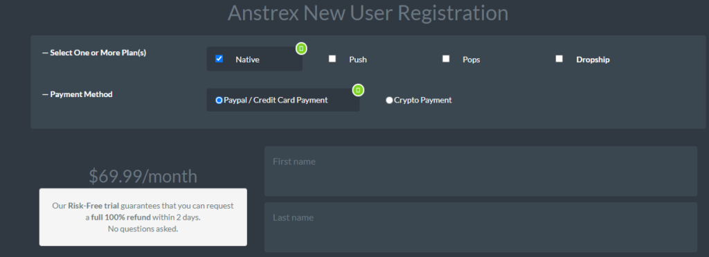 Sign up Anstrex