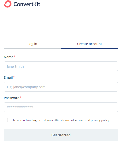 Sign up ConverKit account